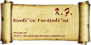 Kovács Ferdinánd névjegykártya