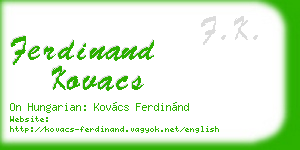 ferdinand kovacs business card