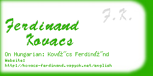 ferdinand kovacs business card